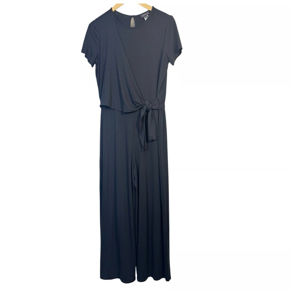 J. Jill Wearever Collection Women’s Black Jersey Knit Tie Wide Leg Jumpsuit Sz M